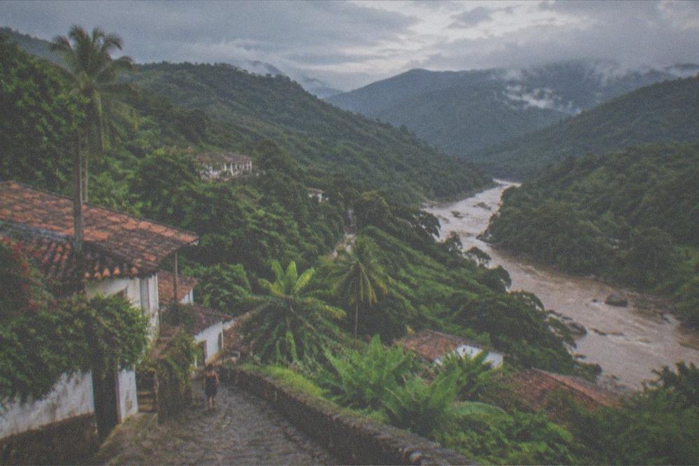 River valley winding through dense jungle in the Sierra Madre foothills near Puerto Vallarta